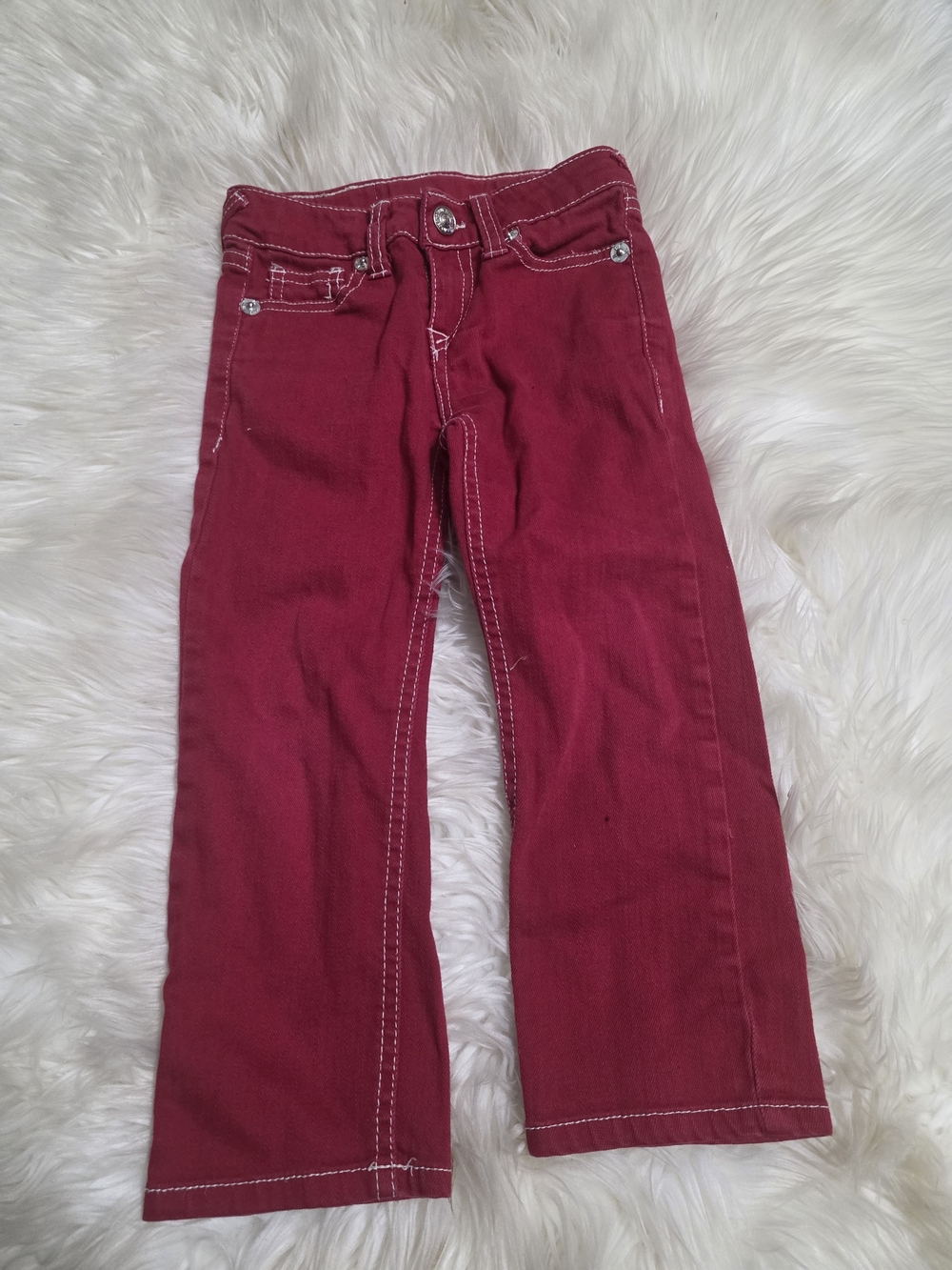 True Religion Kids Wine Red Jeans with Contrast Stitching